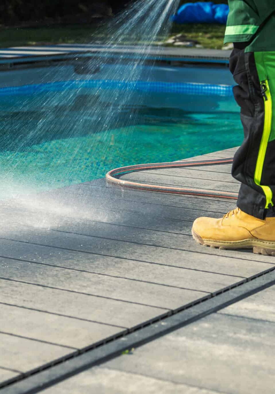 outdoor poolside cleaning using garden hose outdoor poolside cleaning using garden hose