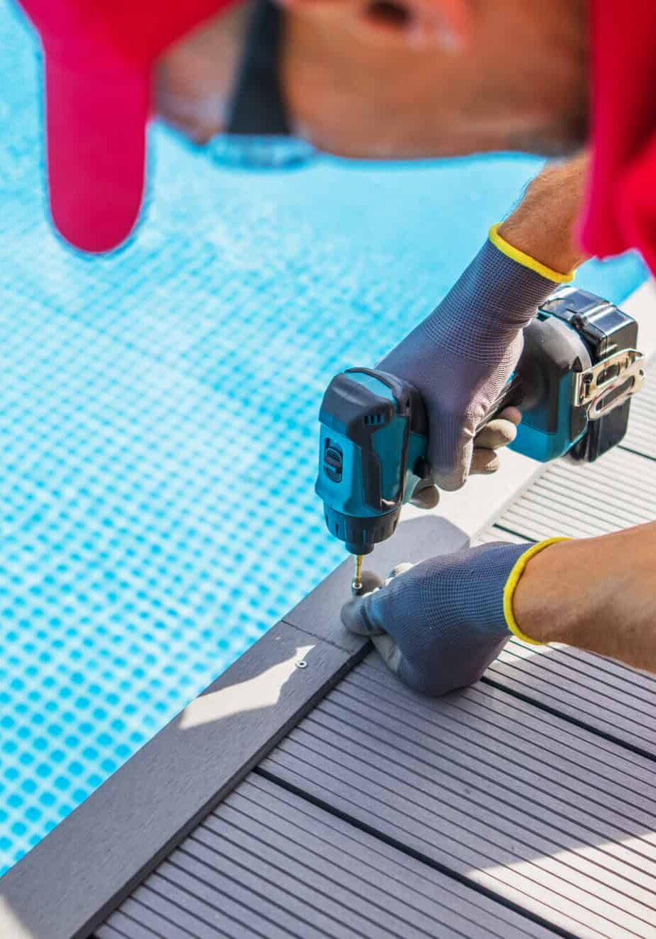 poolside composite deck building poolside composite deck building